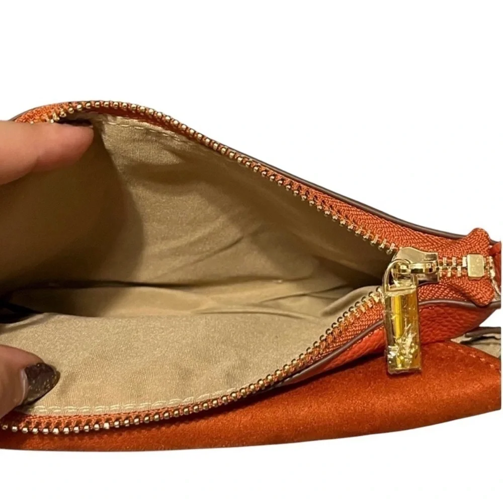 NANETTE LEPORE MSRP $39 Crossbody Bag with Suede Flap & Vegan Leather in Pumpkin - Picture 8 of 10